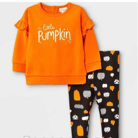 🆕 Cat & Jack 🎃2 Piece “Little Pumpkin”Halloween Wear - Picture 1 of 8